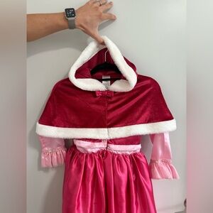 Beauty & The Beast Cosplay Belle Halloween Costume Red Cape Pink Dress size 9-10